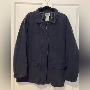 Northern Reflections Canvas Chore Jacket Navy Plaid Lined XL